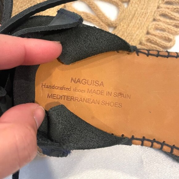 Naguisa Limolita Espadrilles Sandals Black Suede Size EU 37 - Picture 9 of 10